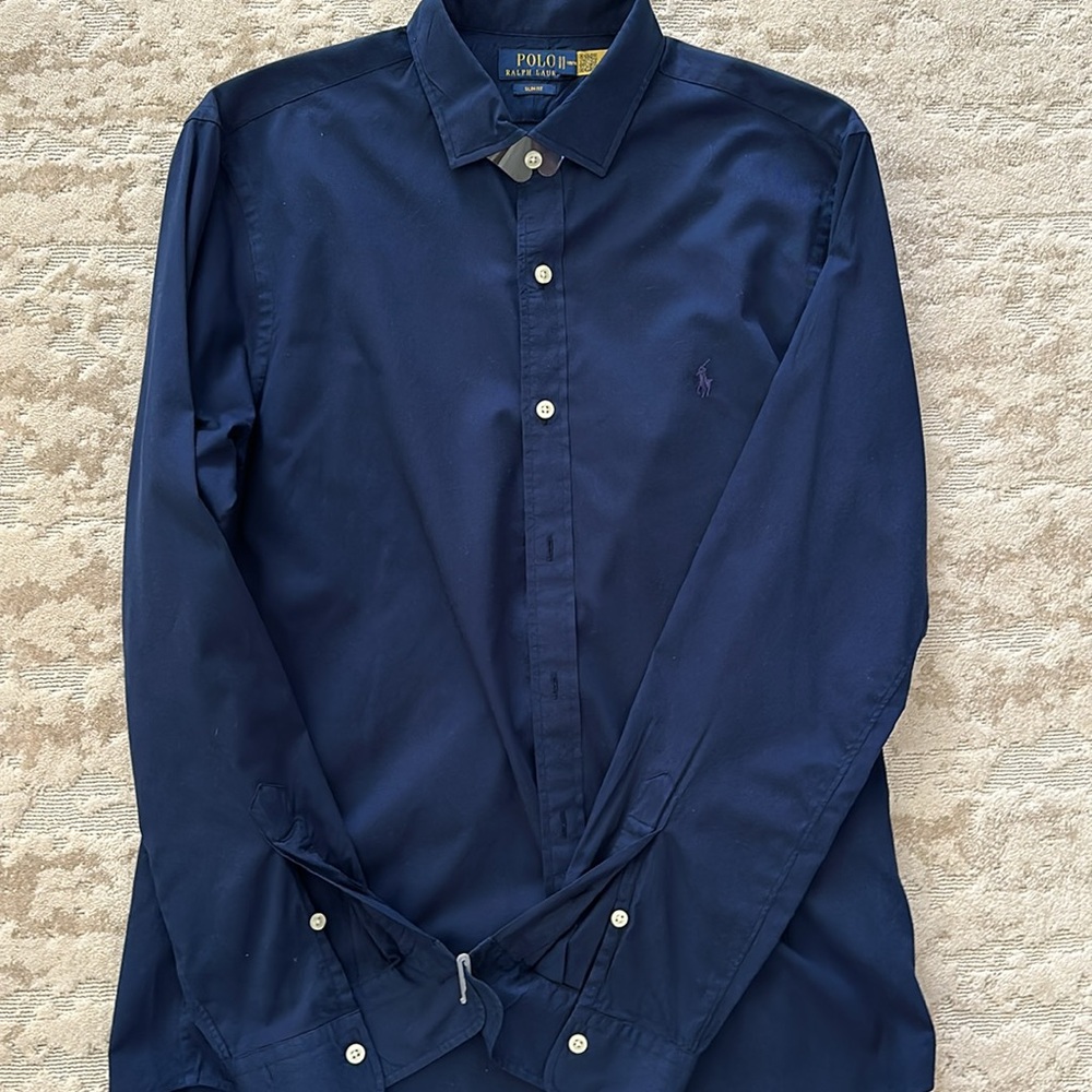 Polo RL Large Slim navy Oxford - like new!